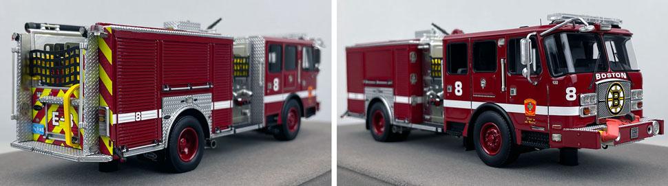 Closeup pictures 11-12 of the Boston Fire Department E-One Engine 8 scale model