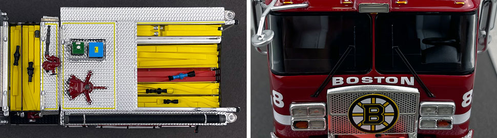 Closeup pictures 13-14 of the Boston Fire Department E-One Engine 8 scale model