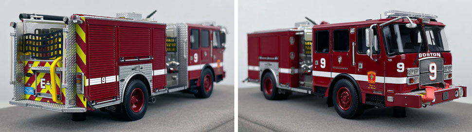 Closeup pictures 11-12 of the Boston Fire Department E-One Engine 9 scale model