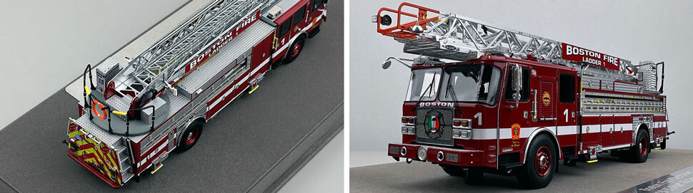 Closeup pics 3-4 of Boston Fire Department E-One Ladder 1 scale model