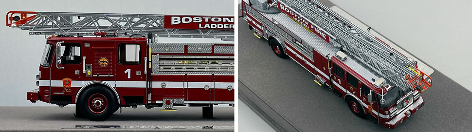 Closeup pics 5-6 of Boston Fire Department E-One Ladder 1 scale model
