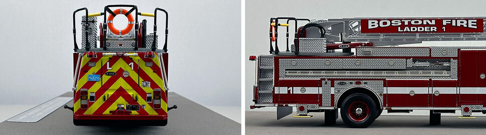Closeup pics 9-10 of Boston Fire Department E-One Ladder 1 scale model