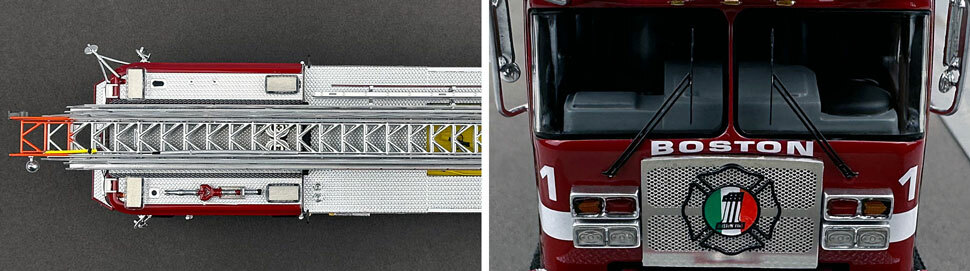 Closeup pics 13-14 of Boston Fire Department E-One Ladder 1 scale model