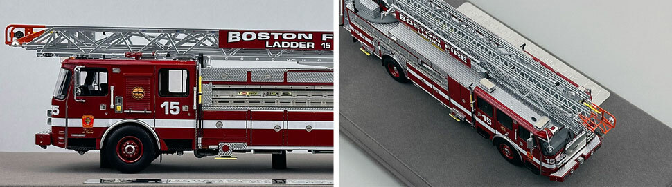 Closeup pics 5-6 of Boston Fire Department E-One Ladder 15 scale model