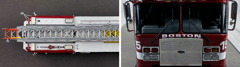 Closeup pics 13-14 of Boston Fire Department E-One Ladder 15 scale model