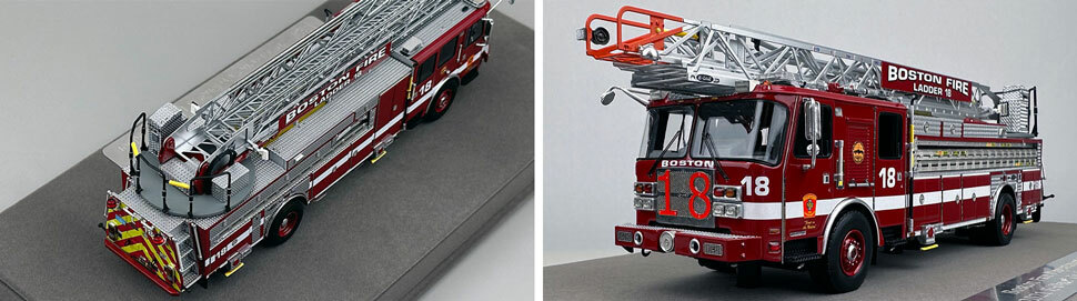 Closeup pics 3-4 of Boston Fire Department E-One Ladder 18 scale model