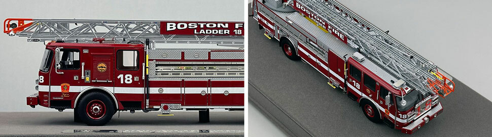 Closeup pics 5-6 of Boston Fire Department E-One Ladder 18 scale model