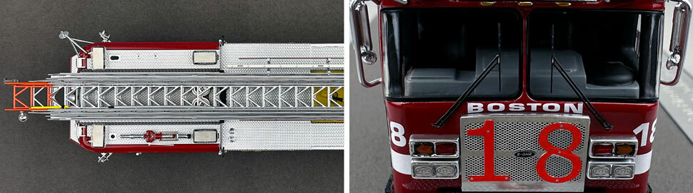 Closeup pics 13-14 of Boston Fire Department E-One Ladder 18 scale model