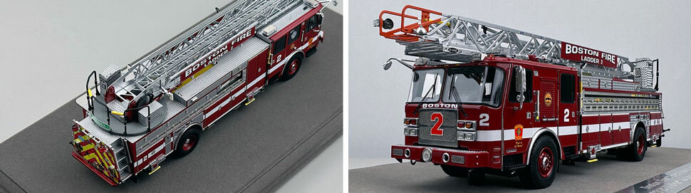 Closeup pics 3-4 of Boston Fire Department E-One Ladder 2 scale model