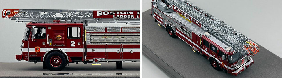 Closeup pics 5-6 of Boston Fire Department E-One Ladder 2 scale model