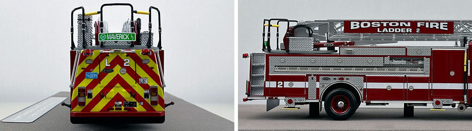 Closeup pics 9-10 of Boston Fire Department E-One Ladder 2 scale model