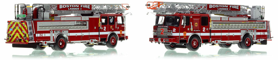 Take home Boston Fire Department E-One Cyclone II Ladder 2 scale model!