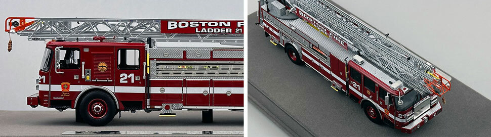 Closeup pics 5-6 of Boston Fire Department E-One Ladder 21 scale model