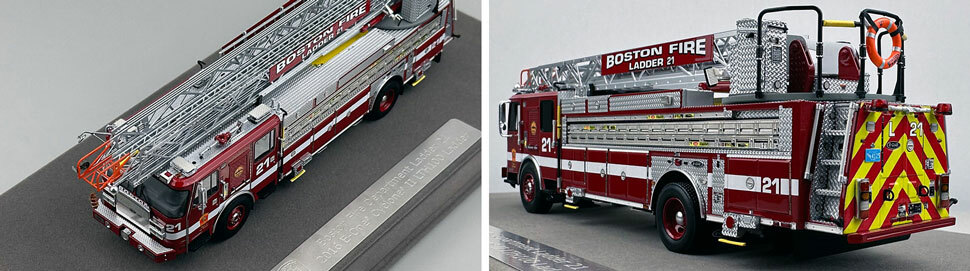 Closeup pics 7-8 of Boston Fire Department E-One Ladder 21 scale model