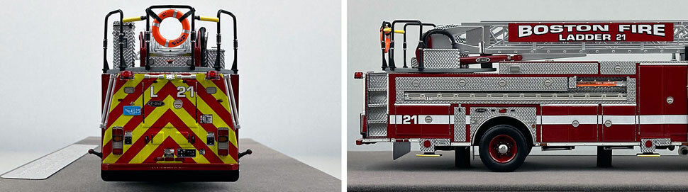 Closeup pics 9-10 of Boston Fire Department E-One Ladder 21 scale model