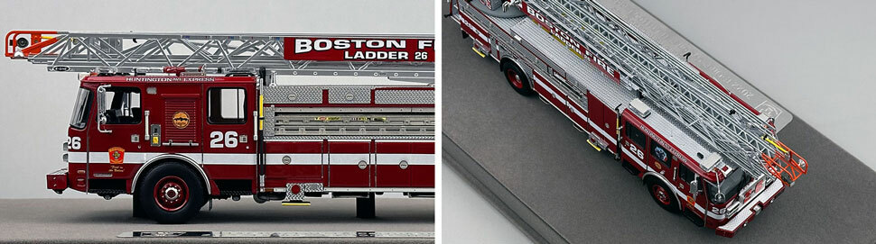 Closeup pics 5-6 of Boston Fire Department E-One Ladder 26 scale model