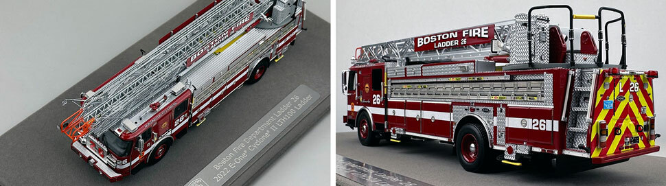 Closeup pics 7-8 of Boston Fire Department E-One Ladder 26 scale model