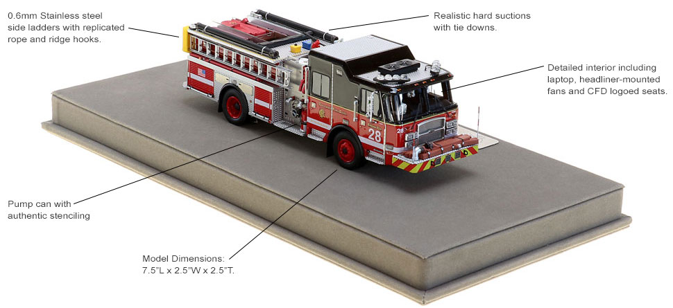 Fire Replicas Chicago Fire Department E-One Hurricane Engine 26 Scale Model