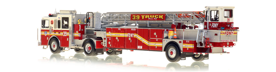 FDNY's Ladder 39 scale model is hand-crafted and intricately detailed.