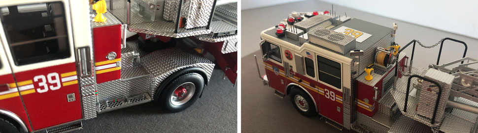 Closeup pictures 3-4 of the FDNY Ladder 39 scale model