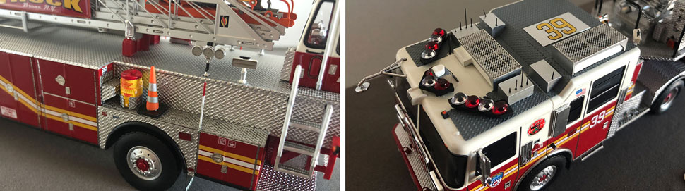 Closeup pictures 5-6 of the FDNY Ladder 39 scale model