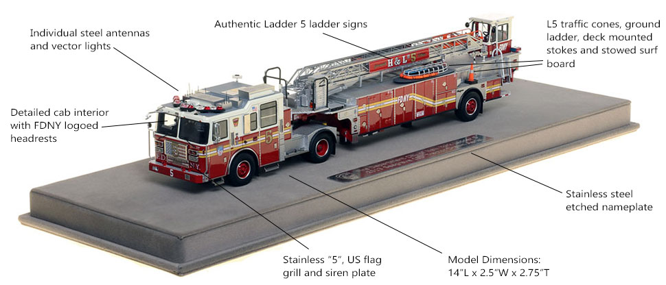 Features and Specs of FDNY Ladder 5 scale model