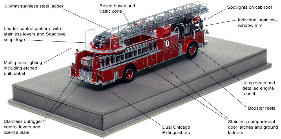 Specs and features of Chicago's Seagrave H&L Co. 10 scale model