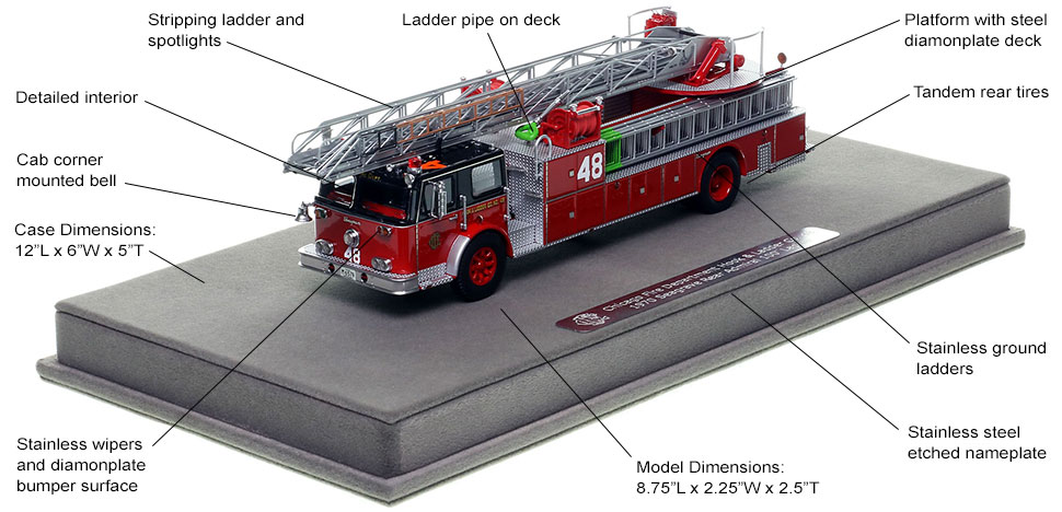 Features and Specs of Chicago's H&L Co. 48 Seagrave Ladder scale model