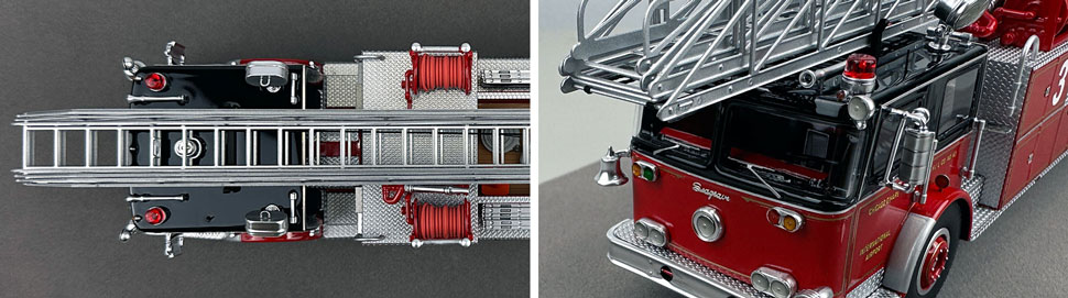 Closeup pics 13-14 of Chicago Fire Department Seagrave H&L Co. 63 scale model