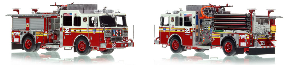 FDNY's Engine 321 scale model is hand-crafted and intricately detailed.