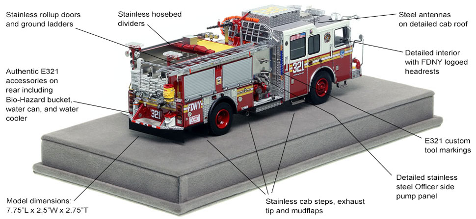 Specs and Features of FDNY's Seagrave Engine 321 scale model