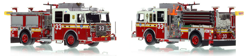 FDNY's Engine 33 scale model is hand-crafted and intricately detailed.