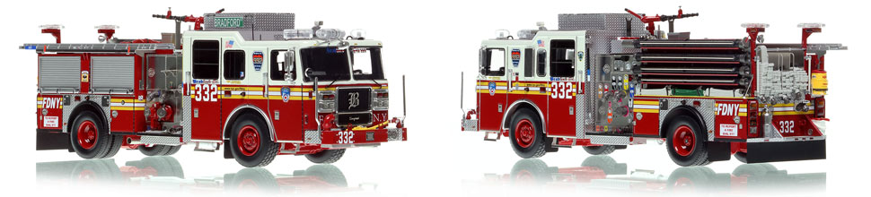 FDNY's Engine 332 scale model is hand-crafted and intricately detailed.