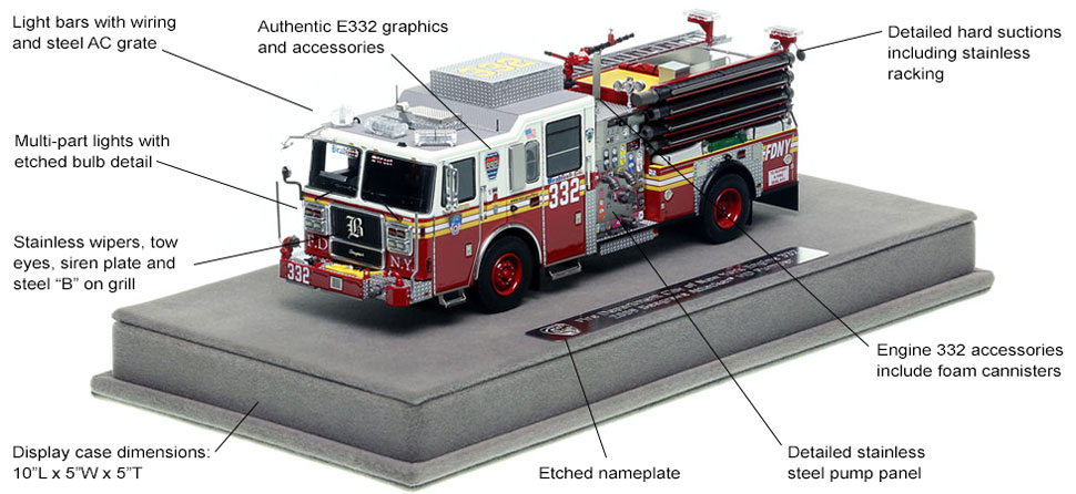 Features and Specs of FDNY's Seagrave Engine 332 scale model