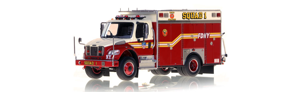 The first museum grade 1:50 scale model of FDNY second piece Squad 1