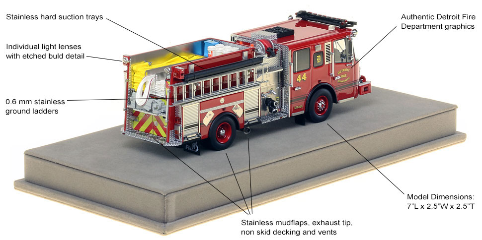 Features and specs of Detroit Ferrara Engine 44 scale model