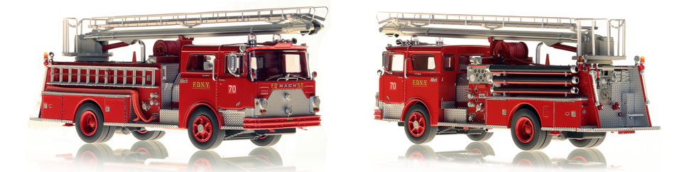 The first museum grade scale model of FDNY's 1970 Mack CF 50' Telesqurt