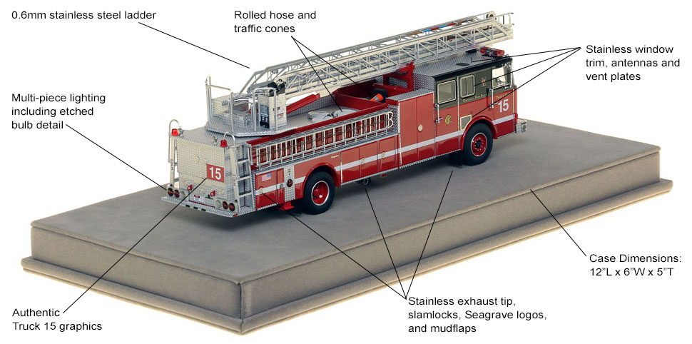 Specs and features of Chicago's 1993 Seagrave Truck 15 scale model