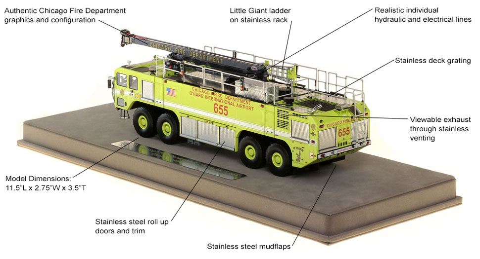 Chicago O'Hare Crash Truck 655 scale model specs