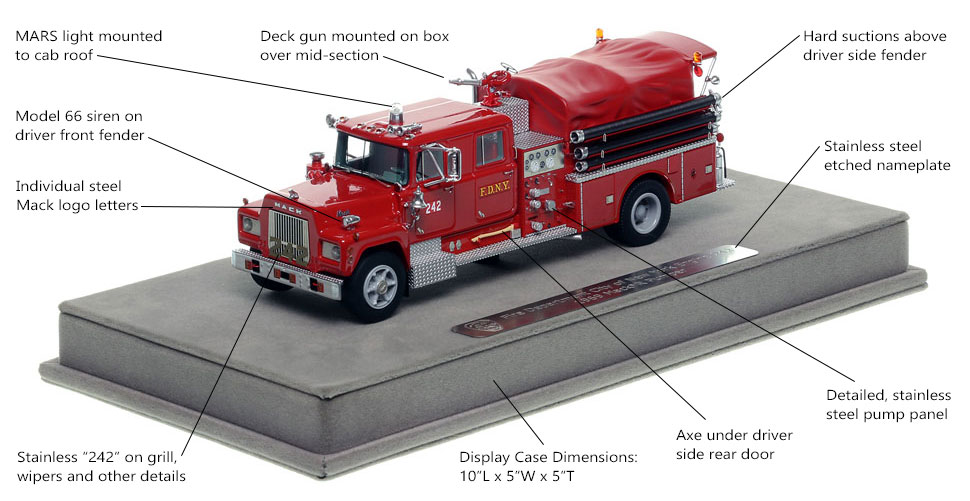 Features and Specs of FDNY's 1969 Mack R Engine 242 scale model