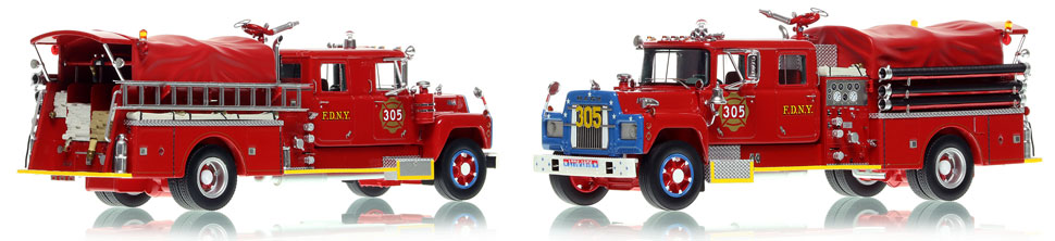 FDNY's 1969 Mack R Engine 305 scale model is hand-crafted and intricately detailed.