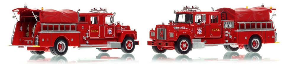 FDNY's 1969 Mack R Salvage 4 scale model is hand-crafted and intricately detailed.