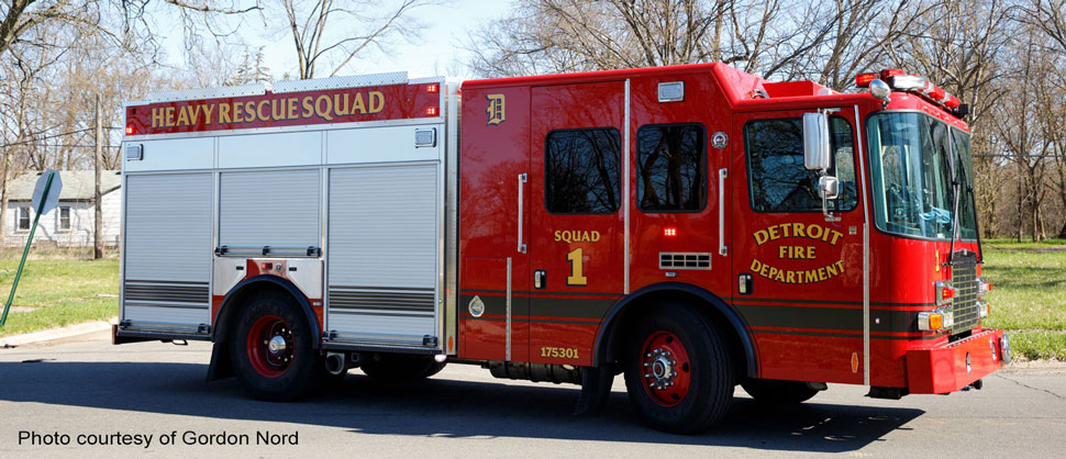 Detroit Fire Department Heavy Rescue Squad 1 courtesy of Gordon Nord