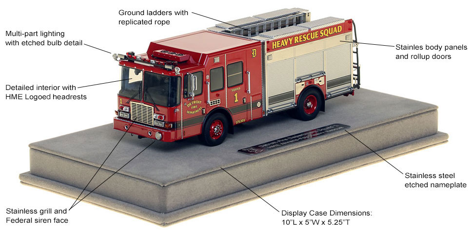 Features and Specs of Detroit Heavy Rescue Squad 1 scale model