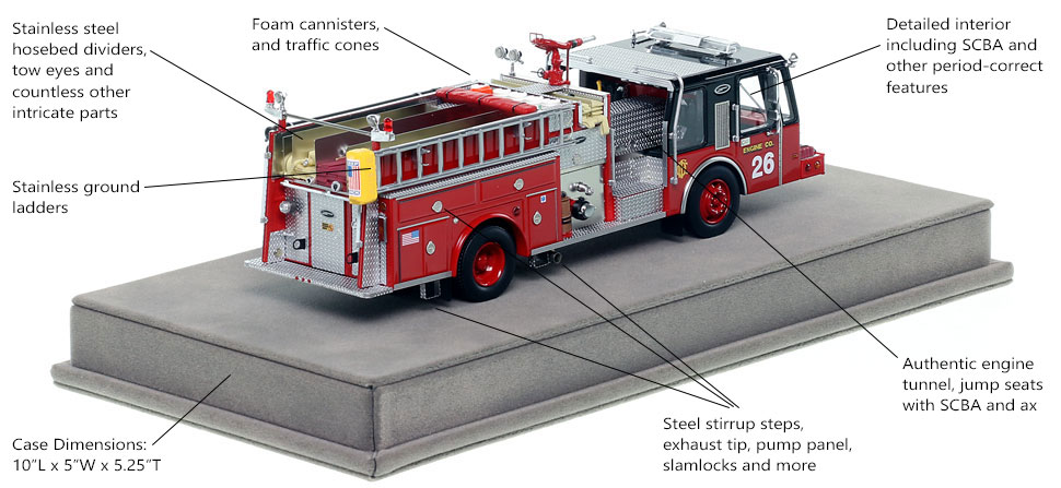 Specs and Features of Chicago E-One Hurricane Engine 26 scale model