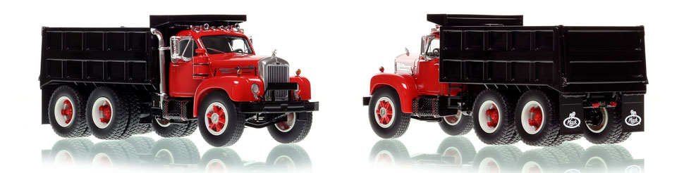 Order your Mack B61 in red over black with black dump body