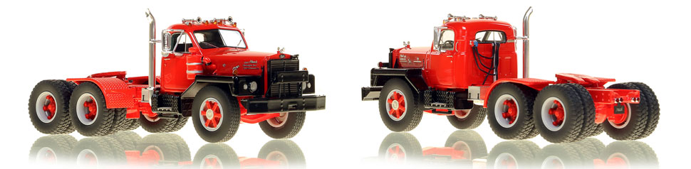 Mack B-81 tandem axle tractor scale model is hand-crafted and intricately detailed.