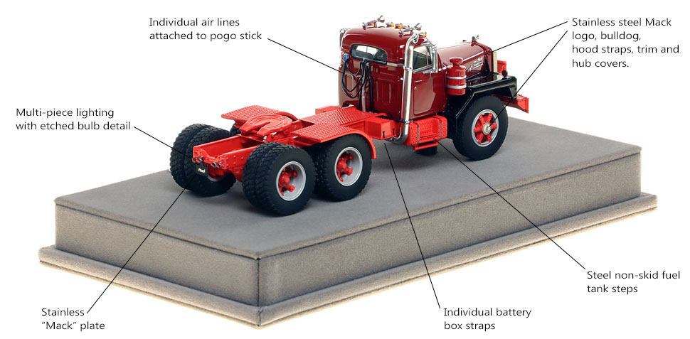 Specs and Features of the Mack B-81 tandem axle tractor