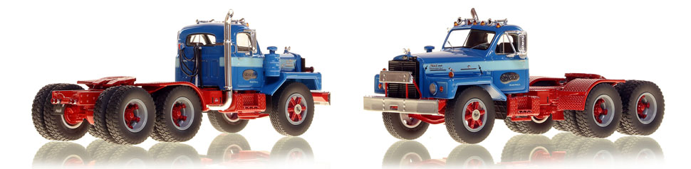 Mack B-81 tandem axle tractor scale model is hand-crafted and intricately detailed.