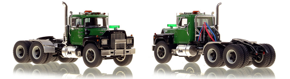 Mack R tandem axle tractor scale model is hand-crafted and intricately detailed.